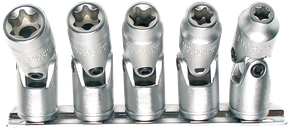 Jointed sockets, E profile, E6-E14, with joint, 5-piece